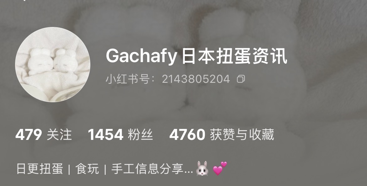 Gachafy 日本扭蛋资讯小红书账号主页截图